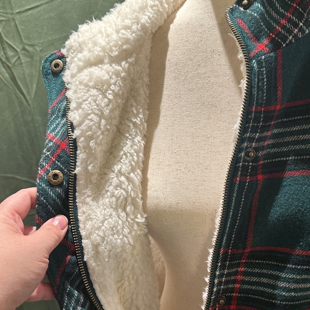 Maurices Green, Red and White Plaid Vest - Picture 5 of 9